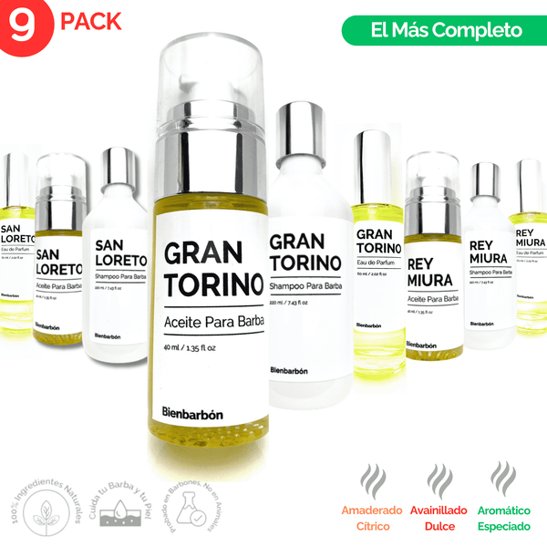 Aceite y Shampoo Para Barba + Eau De Parfum · Paquete De 9 Piezas