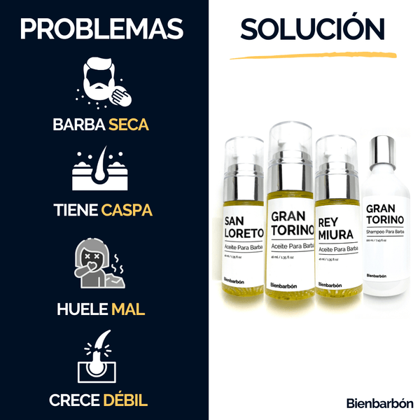 3 Aceites + 1 Shampoo Para Barba · Paquete 4 Piezas