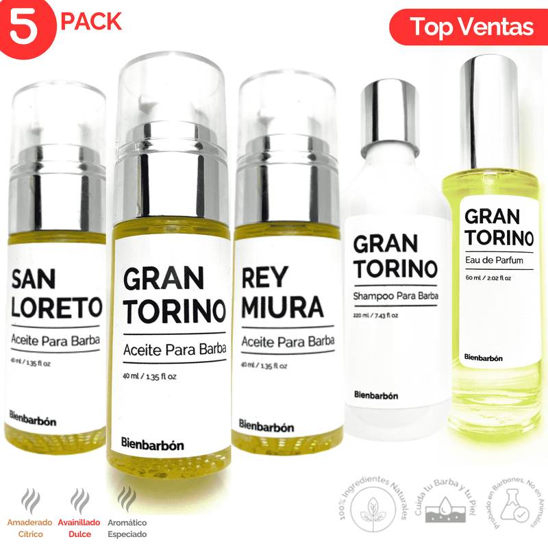 3 Aceites + 1 Shampoo Para Barba + 1 Eau De Parfum · Paquete 5 Piezas